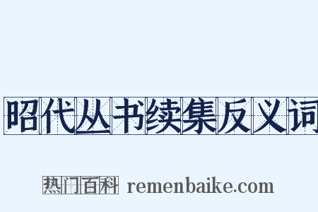 昭代丛书续集反义词是什么意思的图片